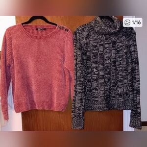 Cozy Knit Sweater Bundle | Chenille Scoop Neck + Marled Turtleneck (M/L)